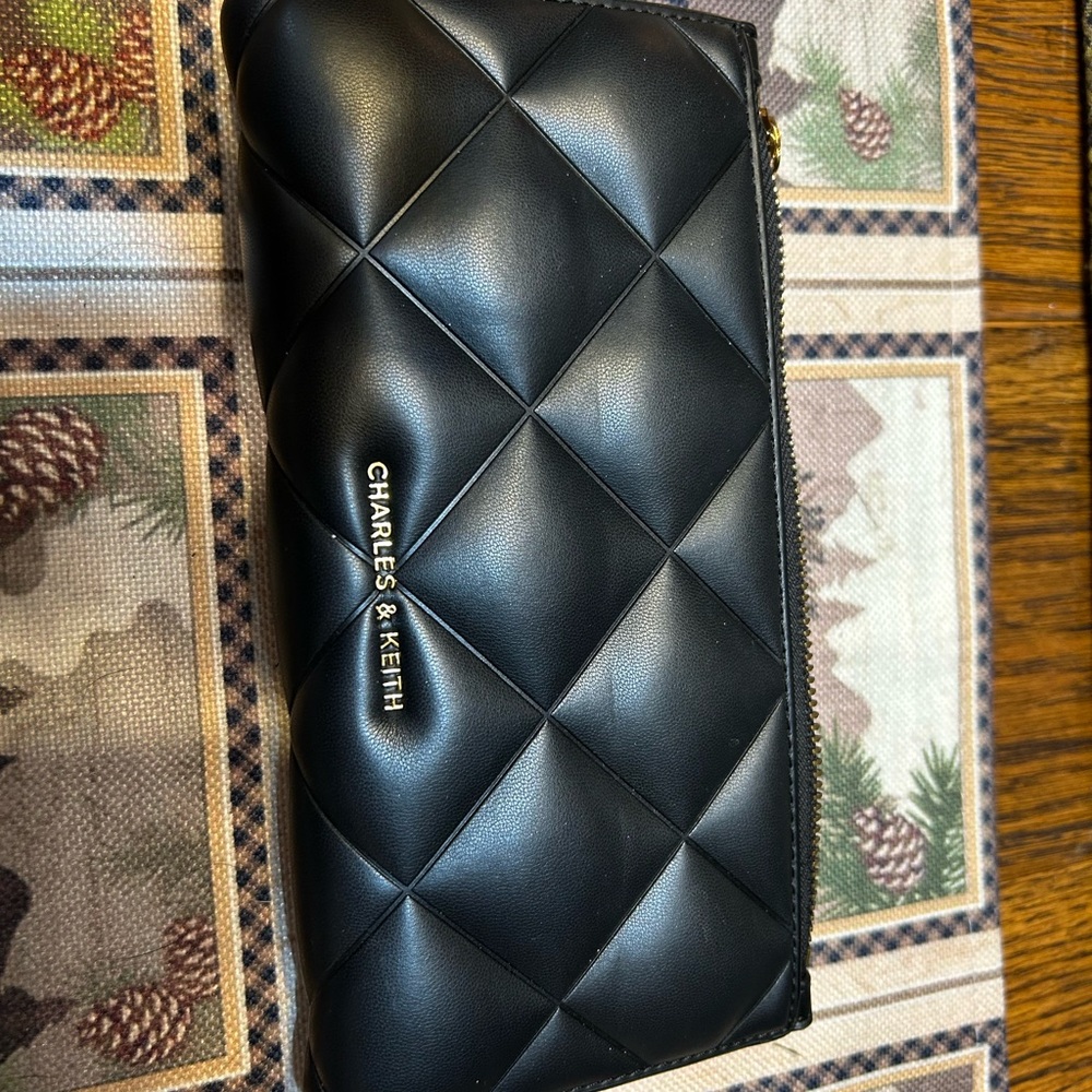 Charles & Keith Black Quilted Wallet